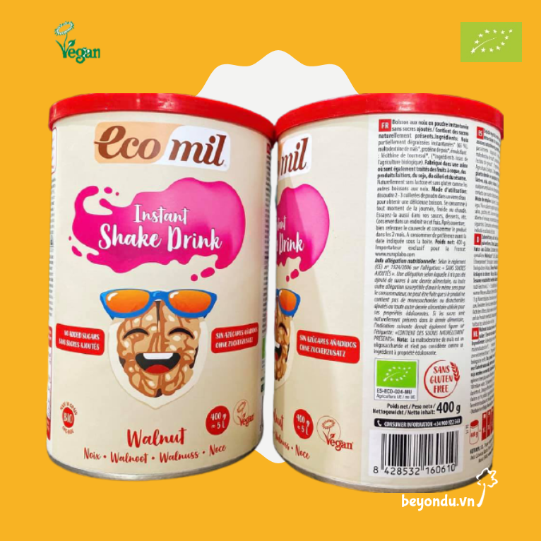  Sữa bột óc chó hữu cơ Ecomil không thêm đường 400g 