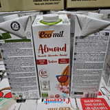  Sữa hạnh nhân hữu cơ Ecomil 1l không đường 