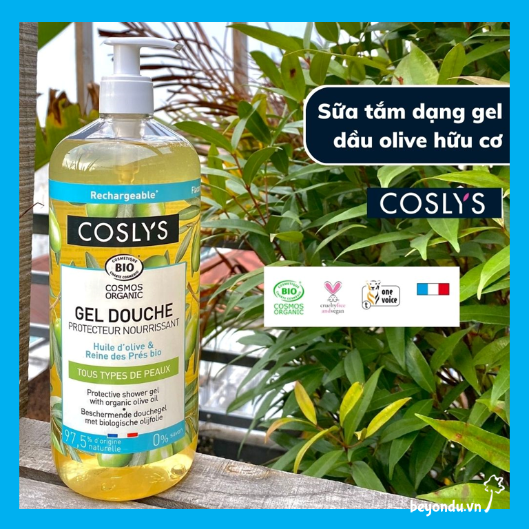  Sữa tắm dạng gel dầu ô liu hữu cơ Coslys (500ml và 1L) 