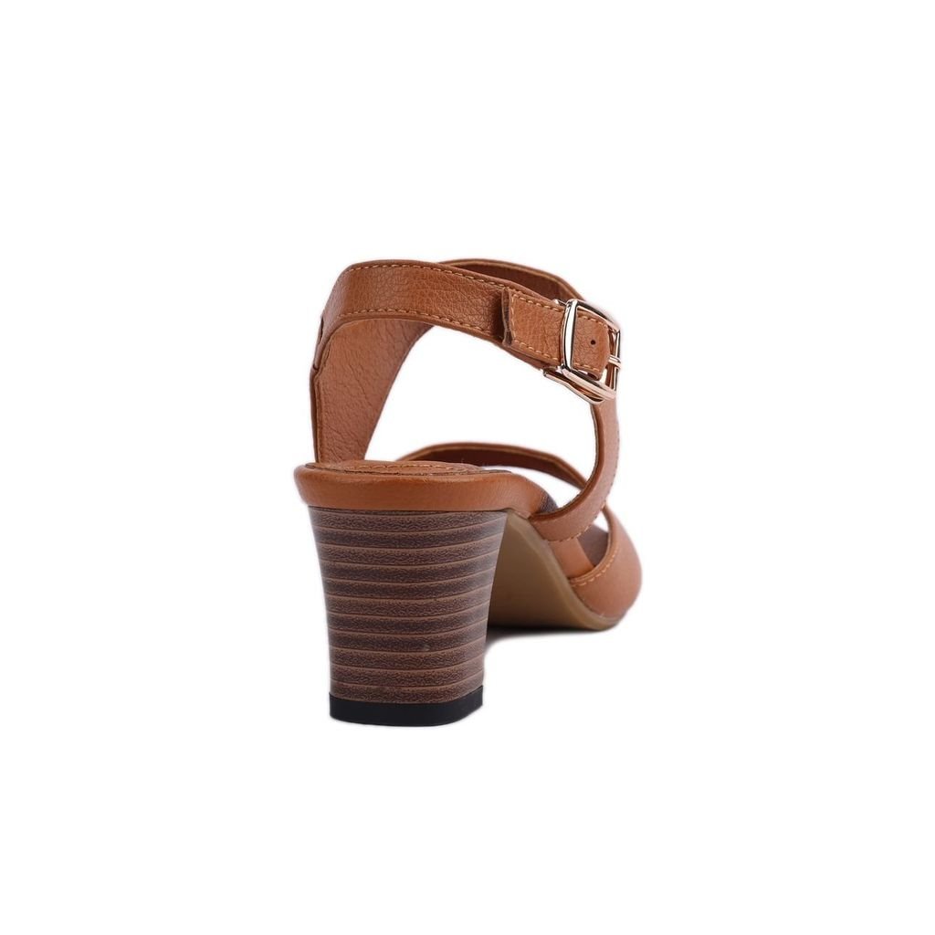 Sandal Cao Gót Hạnh Dung Bản Ngang Da HD02154AB