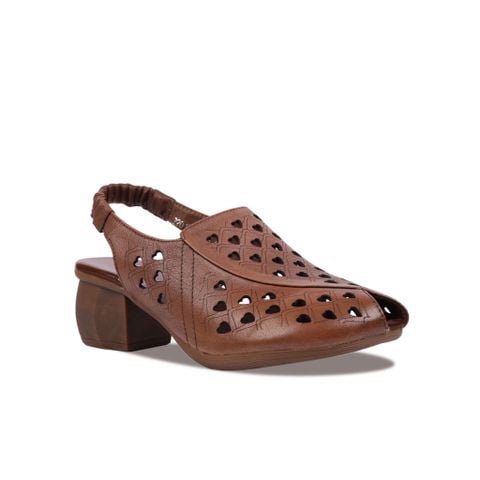 Sandal Cao Gót Albee Da Đục Lỗ Họa Tiết Trái Tim HD0247TQ