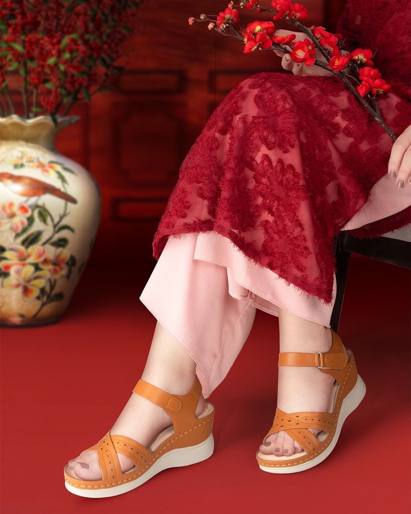 Sandal Đế Xuồng Hạnh Dung Quai Chéo Laser  HD0309AC