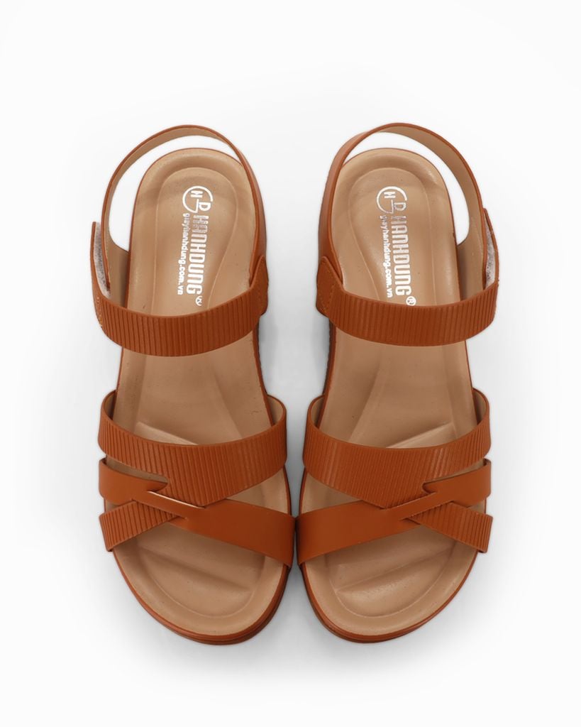 Sandal Đế Xuồng Hạnh Dung Quai Chéo Sọc Vân HD0315AC