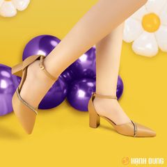 Sandal Cao Gót Hạnh Dung Mũi Nhọn Đính Đá Bít Hậu HD04633AD