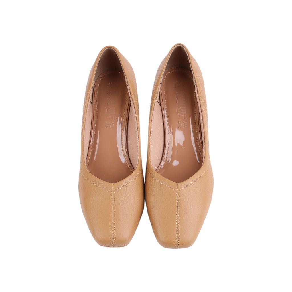 Giày Cao Gót Hạnh Dung Mũi Vuông Chỉ Nổi HD04890AD