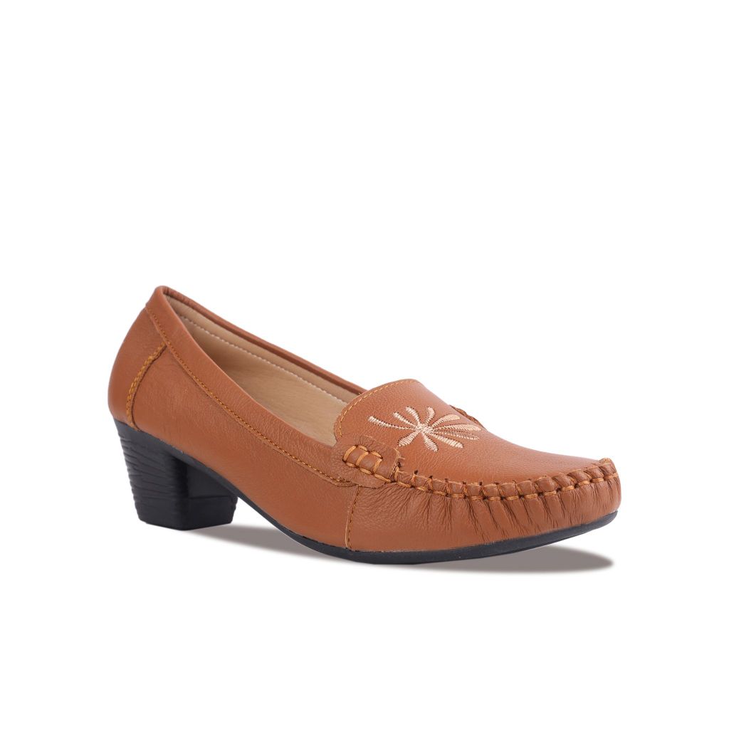 Giày Cao Gót Hạnh Dung Họa Tiết Thêu Lá HD04914AD