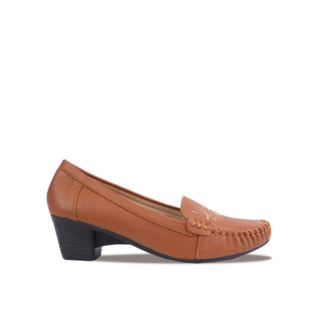 Giày Cao Gót Hạnh Dung Họa Tiết Thêu Lá HD04914AD