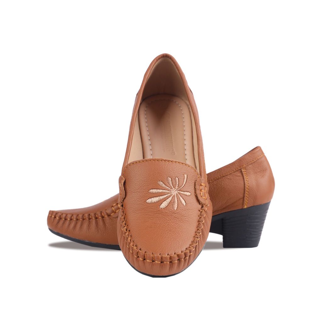 Giày Cao Gót Hạnh Dung Họa Tiết Thêu Lá HD04914AD