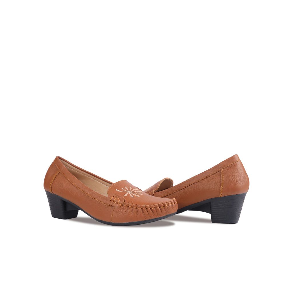 Giày Cao Gót Hạnh Dung Họa Tiết Thêu Lá HD04914AD