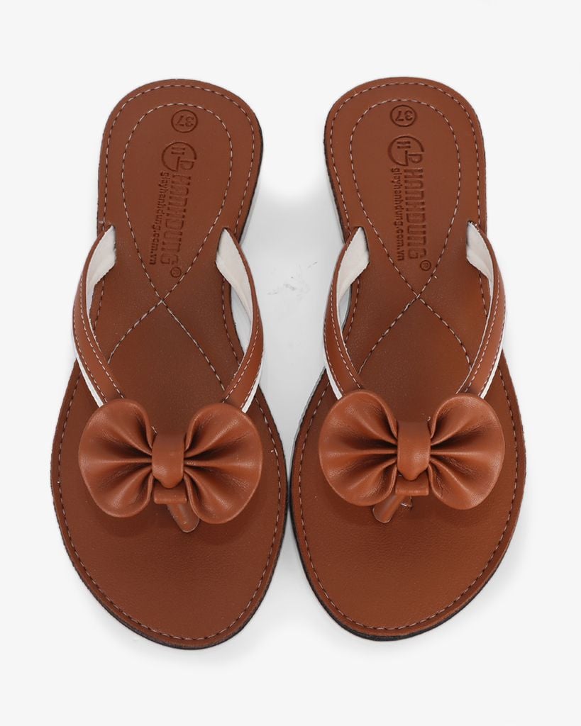 Dép Xẹp Hạnh Dung Kẹp Nơ Quai Mảnh HD1137AV