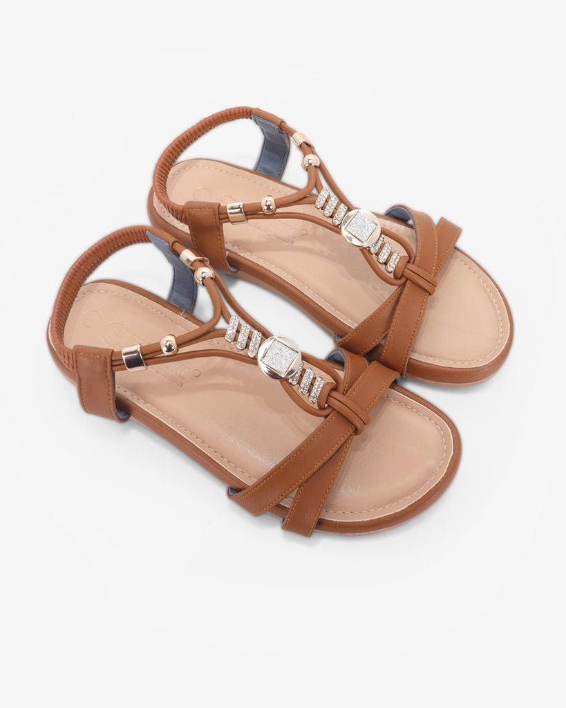 Sandal Xẹp Hạnh Dung Quai Chữ T Phối Đá Sang Trọng HD1177AV