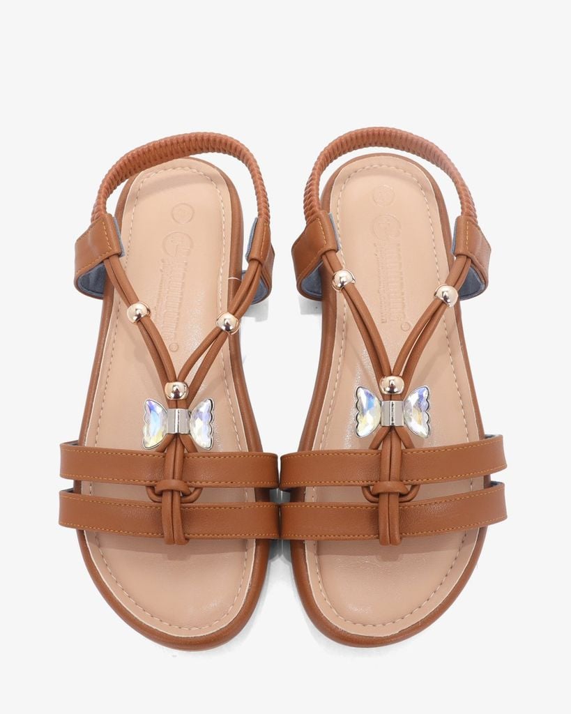 Sandal Xẹp Hạnh Dung Quai Chữ T Đính Bướm Pha Lê HD1178AV