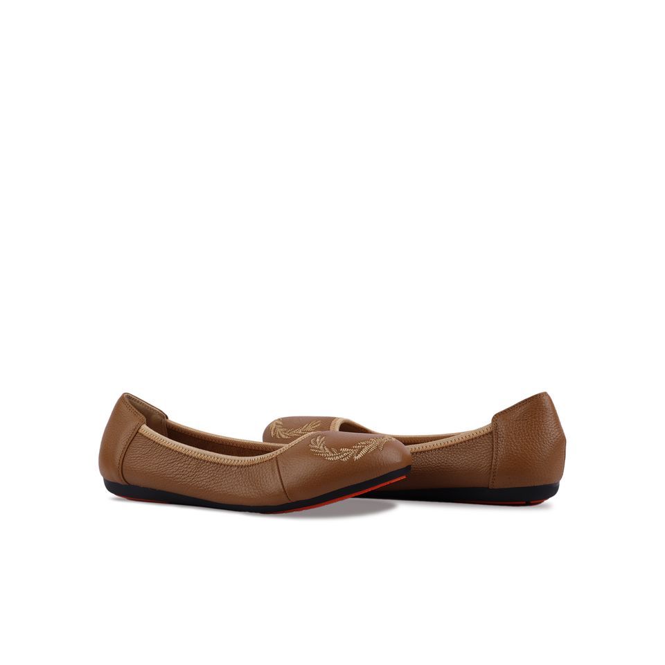 Giày Búp Bê Hạnh Dung Thêu Nguyệt Quế HD2221AX