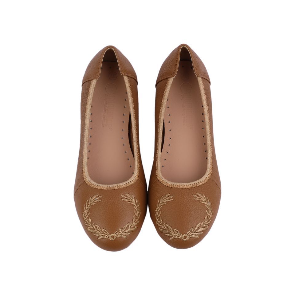 Giày Búp Bê Hạnh Dung Thêu Nguyệt Quế HD2221AX