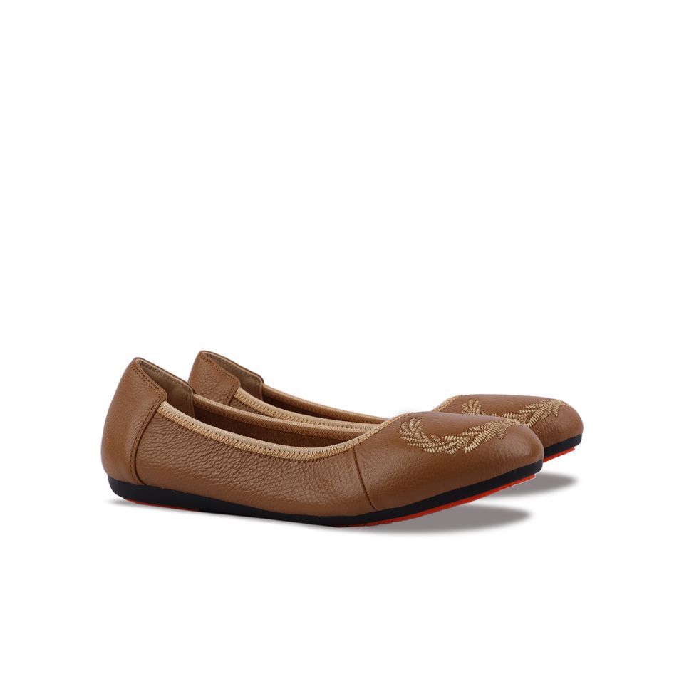 Giày Búp Bê Hạnh Dung Thêu Nguyệt Quế HD2221AX