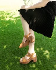 Sandal Cao Gót Hạnh Dung Quai Ngang Bản Chéo HD29187AY