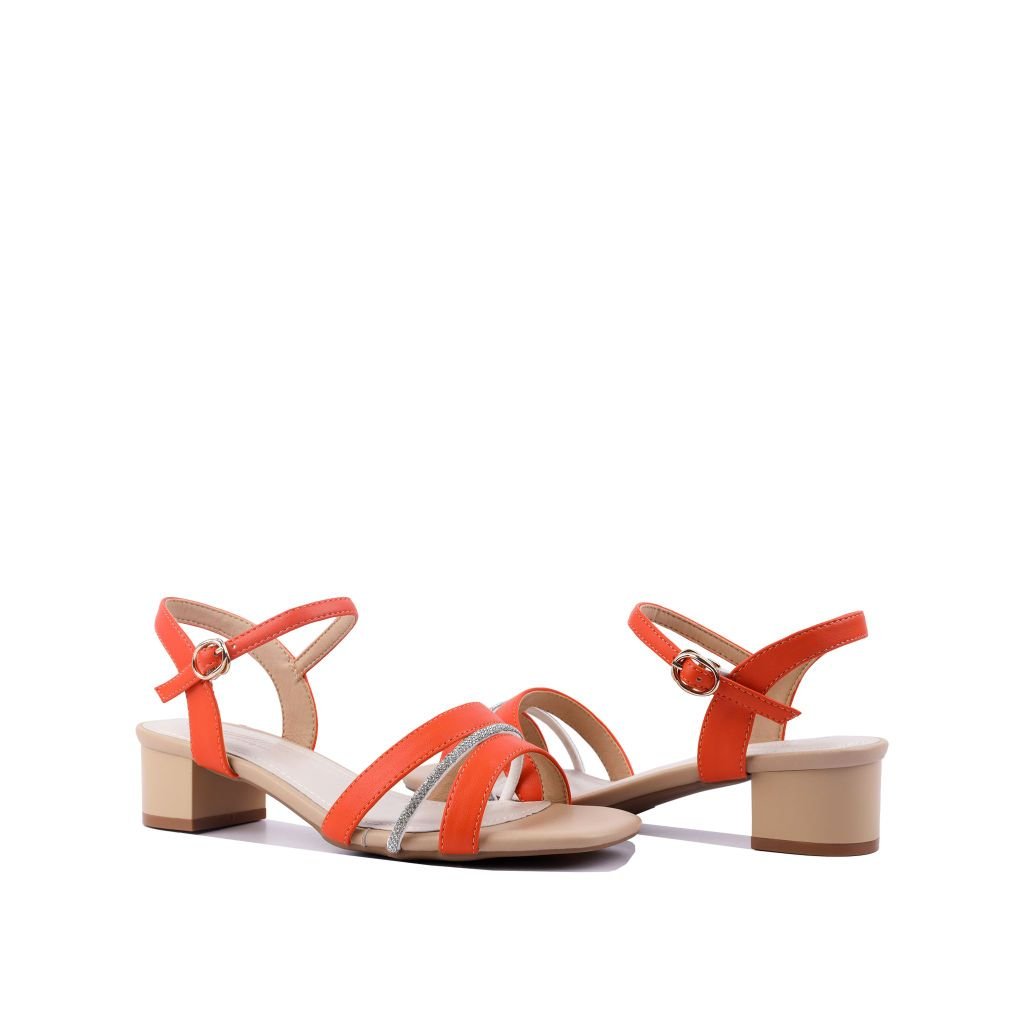 Sandal Cao Gót Hạnh Dung Dây Ngang Phối Xoàn HD27217BI