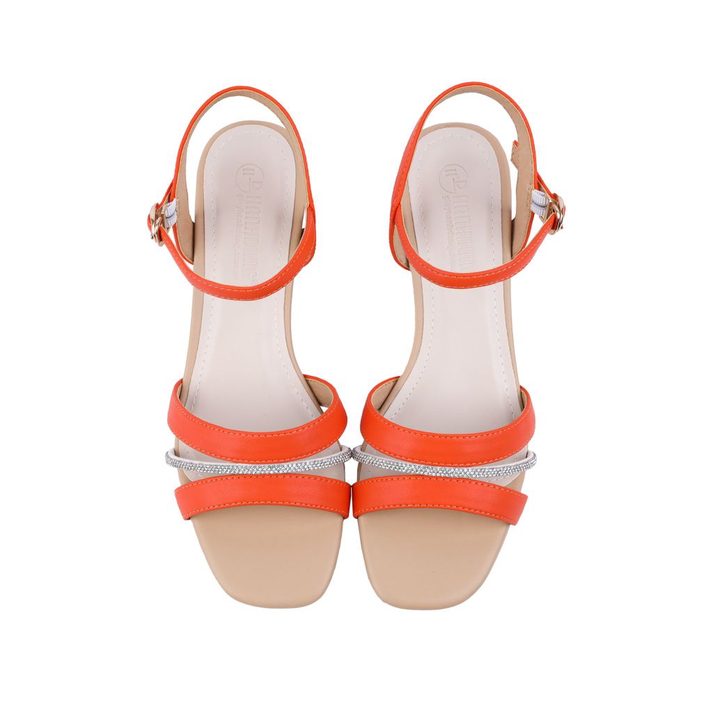 Sandal Cao Gót Hạnh Dung Dây Ngang Phối Xoàn HD27217BI