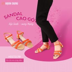 Sandal Cao Gót Hạnh Dung Dây Ngang Phối Xoàn HD27217BI