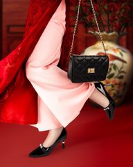 Giày Cao Gót Hạnh Dung Mũi Nhọn Dây Chữ HD041008AD