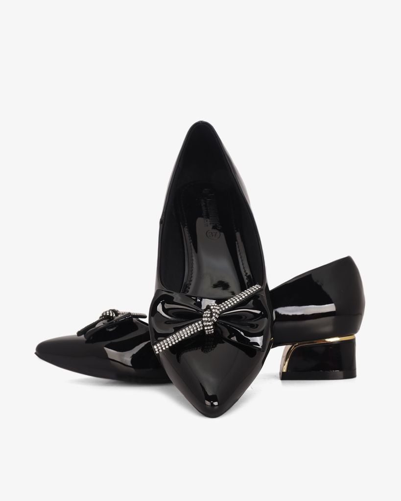 Giày Cao Gót Hạnh Dung Mũi Nhọn Nơ Dây Xoàn HD041012AD