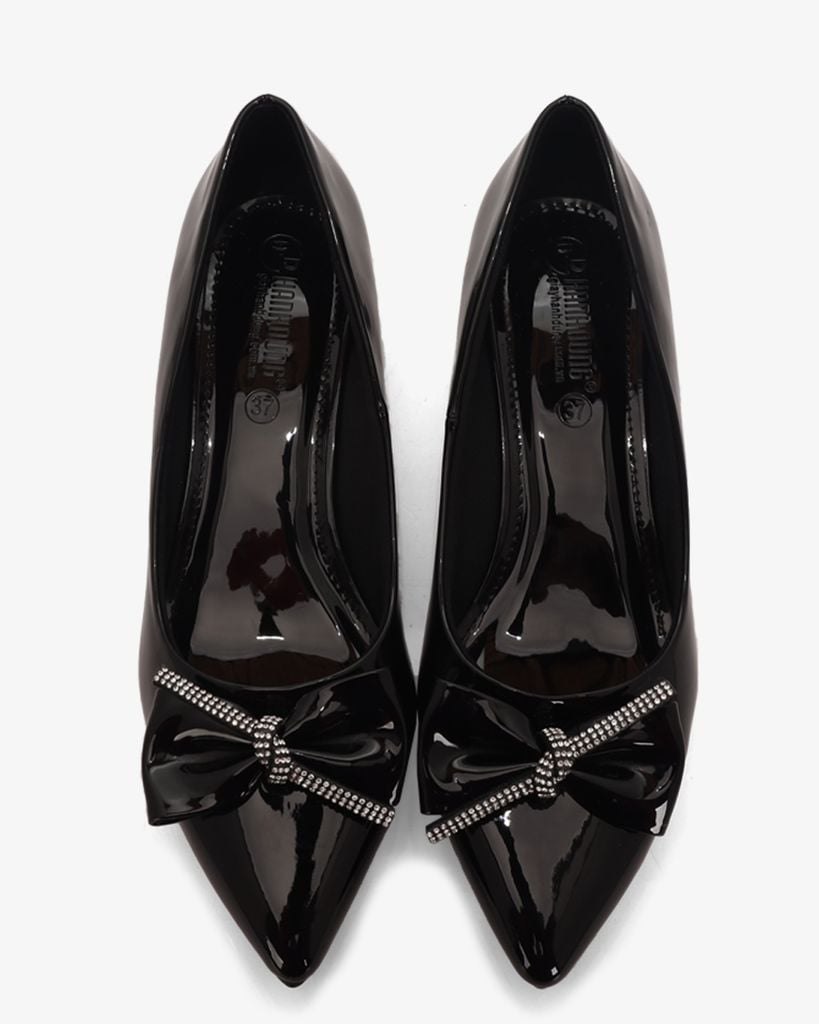 Giày Cao Gót Hạnh Dung Mũi Nhọn Nơ Dây Xoàn HD041012AD