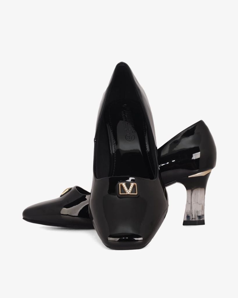 Giày Cao Gót Hạnh Dung Mũi Vuông Khóa Chữ V HD04997AD