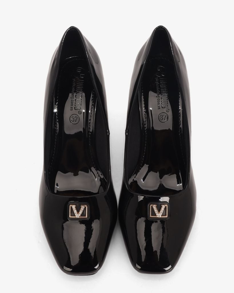 Giày Cao Gót Hạnh Dung Mũi Vuông Khóa Chữ V HD04997AD