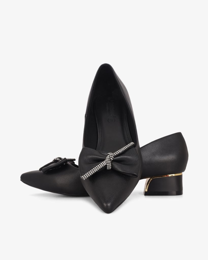 Giày Cao Gót Hạnh Dung Mũi Nhọn Nơ Dây Xoàn HD041012AD