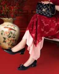 Giày Cao Gót Hạnh Dung Mũi Nhọn Nơ Dây Xoàn HD041012AD