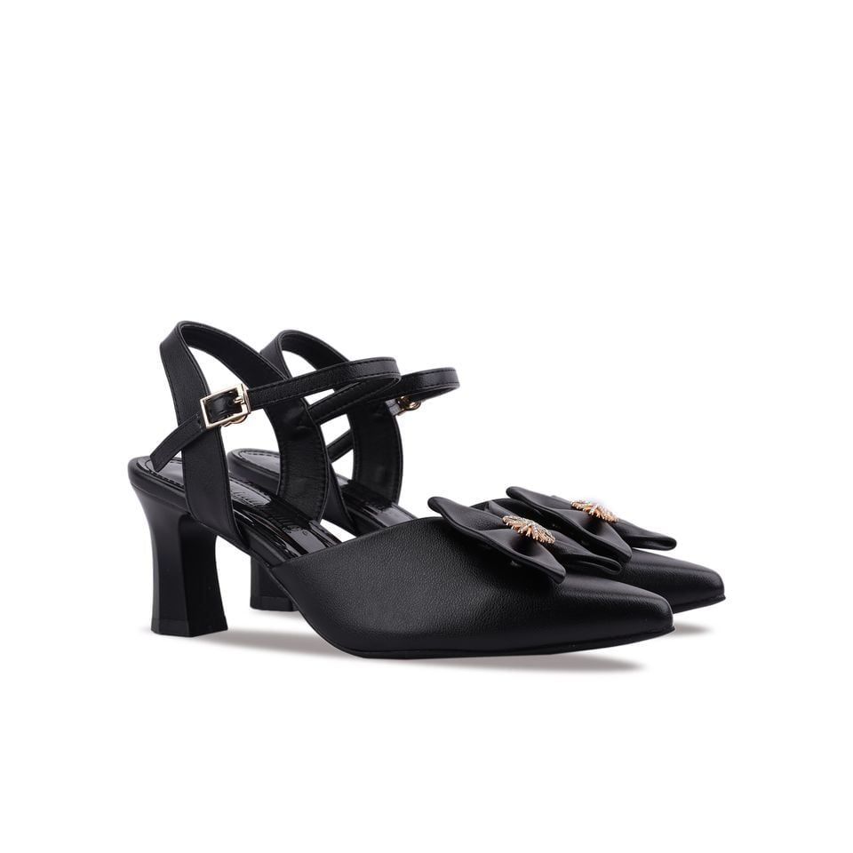 Sandal Cao Gót Hạnh Dung Bít Mũi Nhọn Đính Nơ HD04844AD