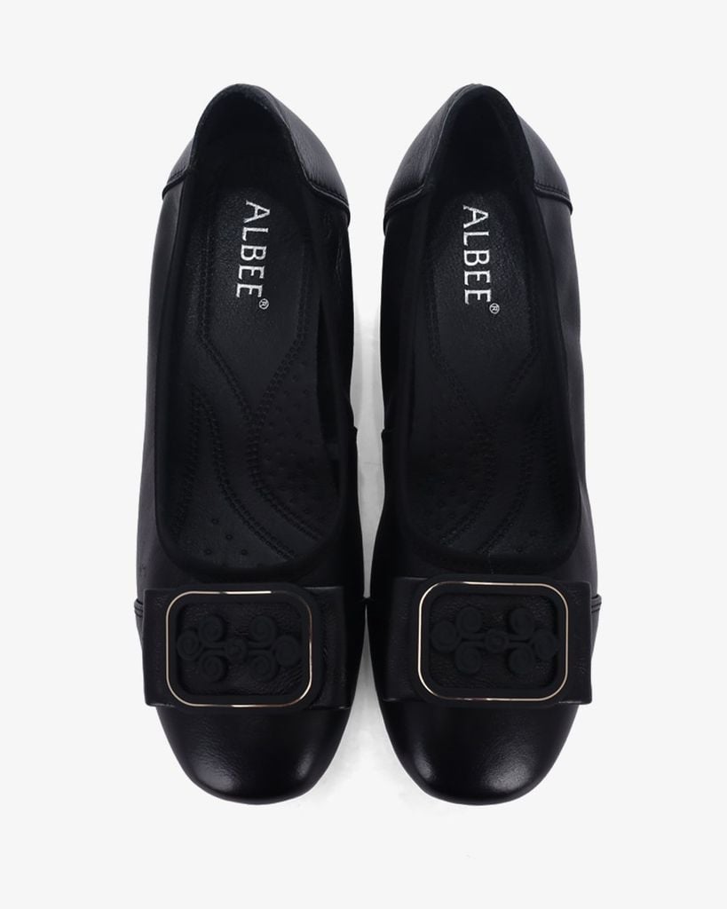 Giày Đế Xuồng Albee Mũi Vuông Nơ Khóa Hoa Nhỏ HD02100TQ