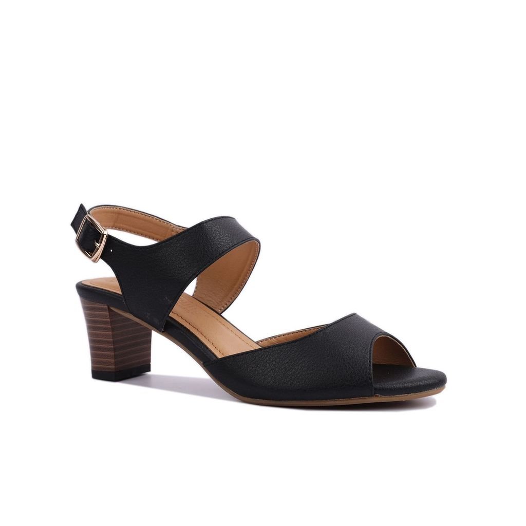 Sandal Cao Gót Hạnh Dung Bản Ngang Da HD02154AB