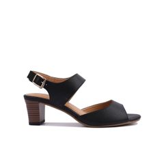 Sandal Cao Gót Hạnh Dung Bản Ngang Da HD02154AB