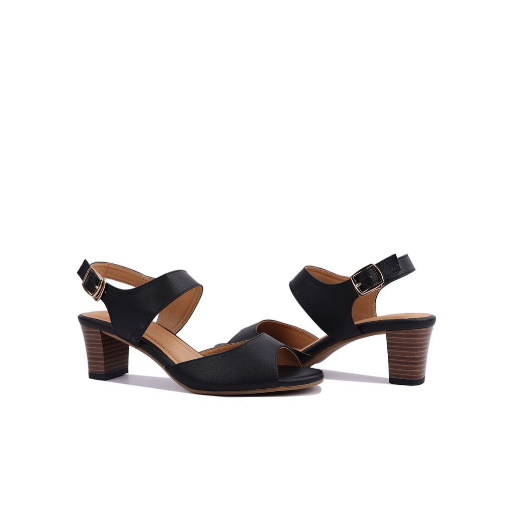 Sandal Cao Gót Hạnh Dung Bản Ngang Da HD02154AB