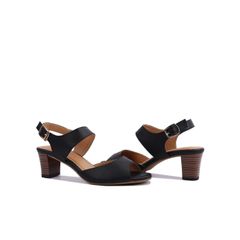 Sandal Cao Gót Hạnh Dung Bản Ngang Da HD02154AB