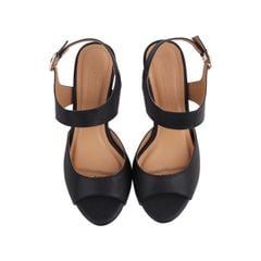 Sandal Cao Gót Hạnh Dung Bản Ngang Da HD02154AB