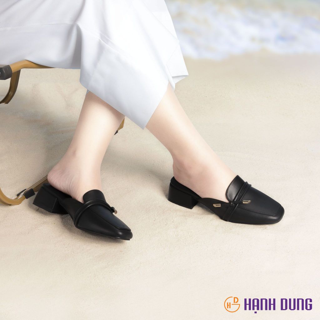 Dép Bít Mũi Hạnh Dung Mũi Vuông Dây Thắt Nơ HD02199AB