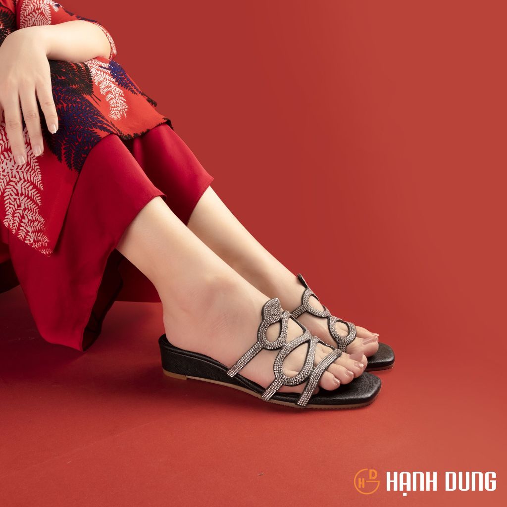 Dép Đế Xuồng Hạnh Dung Quai Xoàn Con Rắn HD02210AB