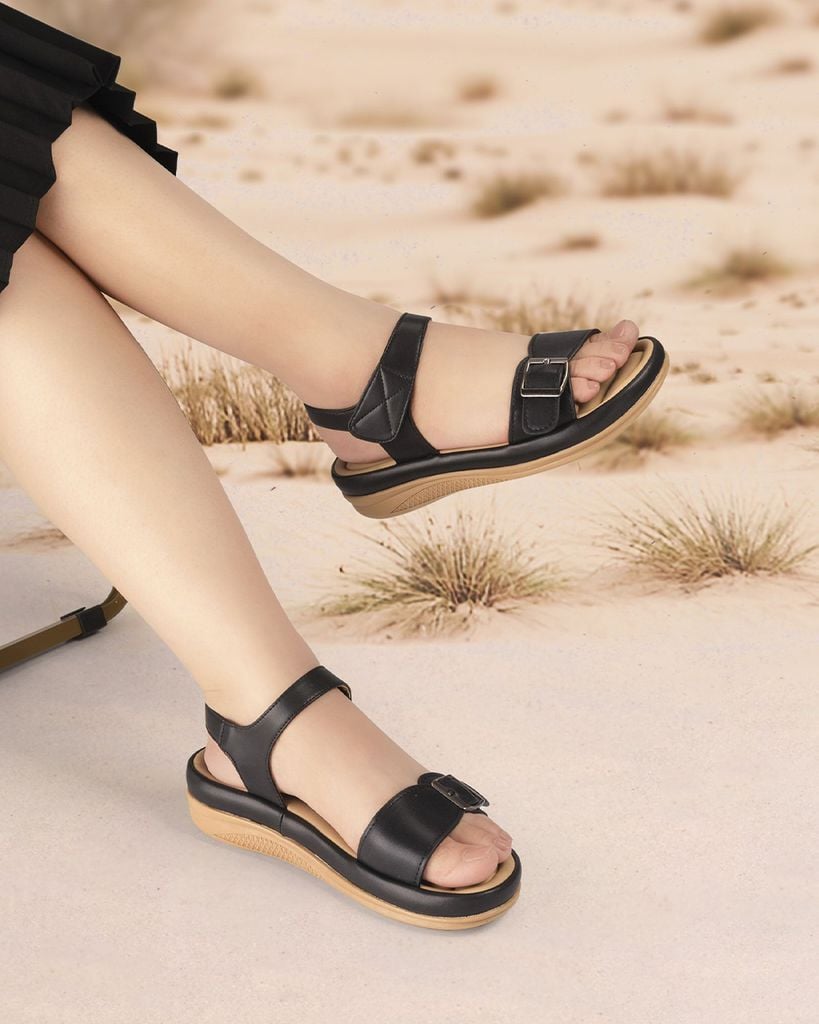 Sandal Đế Xuồng Hạnh Dung Quai Ngang Khóa Nịt HD02232AB