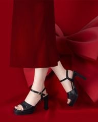 Sandal Cao Gót Hạnh Dung Quai Bản Nút Tán HD02233AB