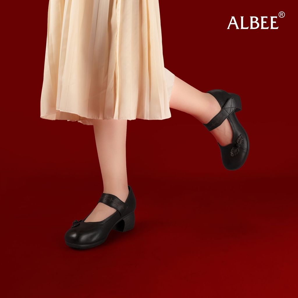 Giày Cao Gót Albee Đế Vuông Da Mềm HD0230TQ