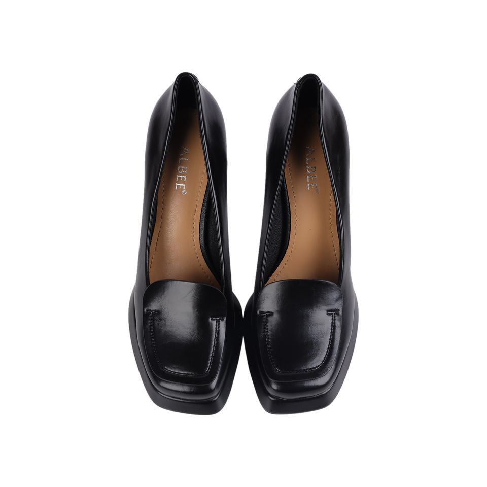 Giày Cao Gót Albee Đế Vuông Mũi Trơn Viền HD0253TQ