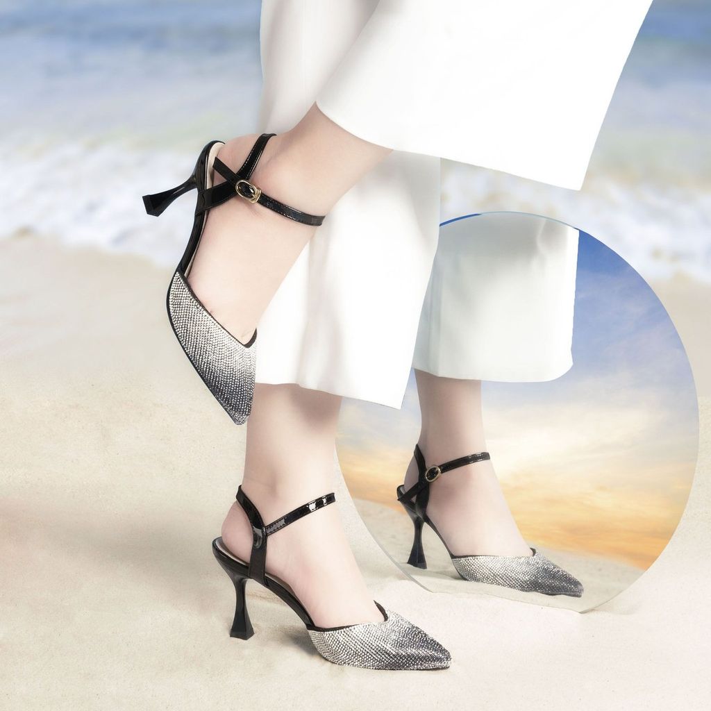Sandal Cao Gót Albee Mũi Nhọn Đính Đá Sang Trọng HD0266TQ