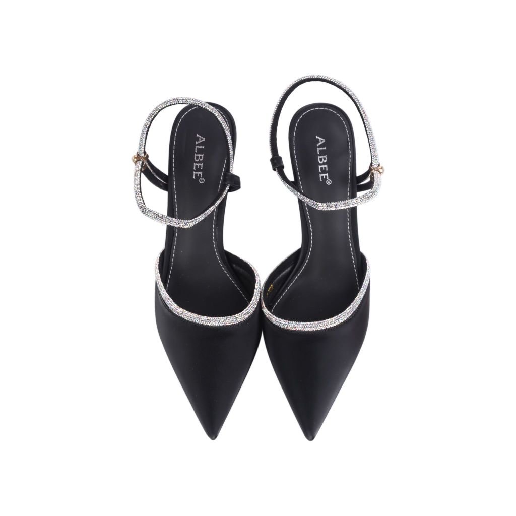 Sandal Cao Gót Albee Mũi Nhọn Phối Hậu Xoàn HD0268TQ