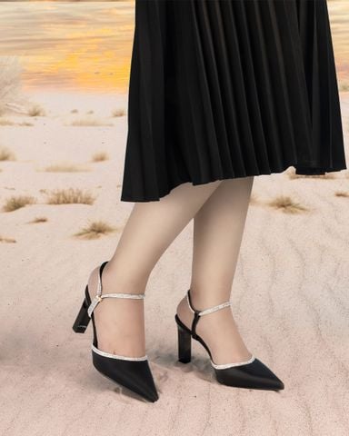 Sandal Cao Gót Albee Mũi Nhọn Phối Hậu Xoàn HD0268TQ