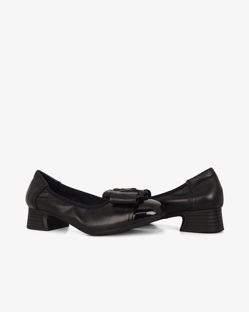 Giày Cao Gót Albee Mũi Vuông Phối Da Bóng HD0279TQ