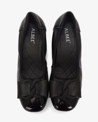 Giày Cao Gót Albee Mũi Vuông Phối Da Bóng HD0279TQ