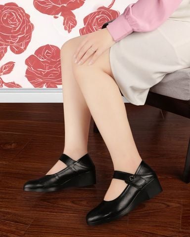 Giày Đế Xuồng Albee Trơn Hậu Khóa Lá HD0282TQ