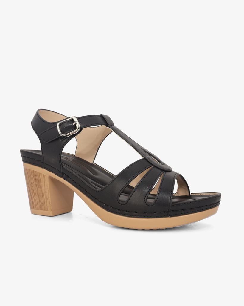 Sandal Cao Gót Hạnh Dung Quai Ngang Khoét Nối T-Strap HD0313AC